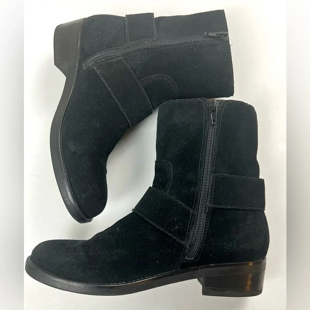 Marc Fisher Black Parole Buckle Moto Boots